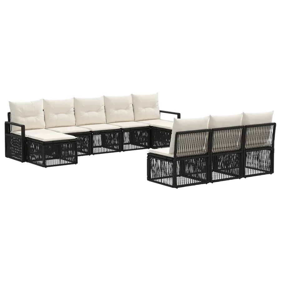 Ensemble de canapé de jardin 10 pcs Noir polyrotin - 2