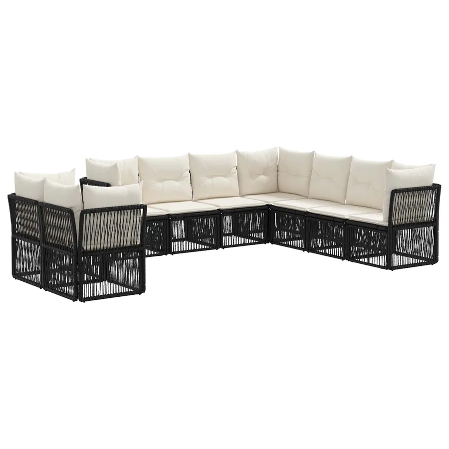 Ensemble de canapé de jardin 9 pcs Noir polyrotin - 2