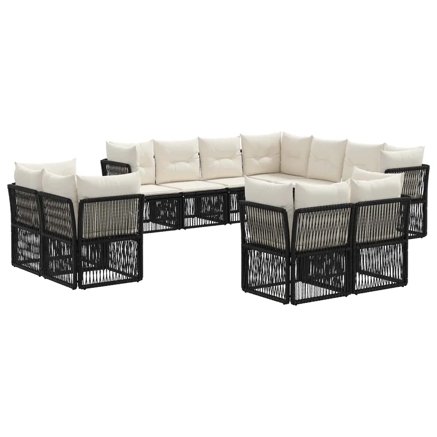 Ensemble de canapé de jardin 11 pcs Noir polyrotin - 2