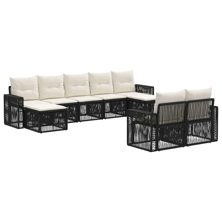 Ensemble de canapé de jardin 9 pcs Noir et blanc crème - 2