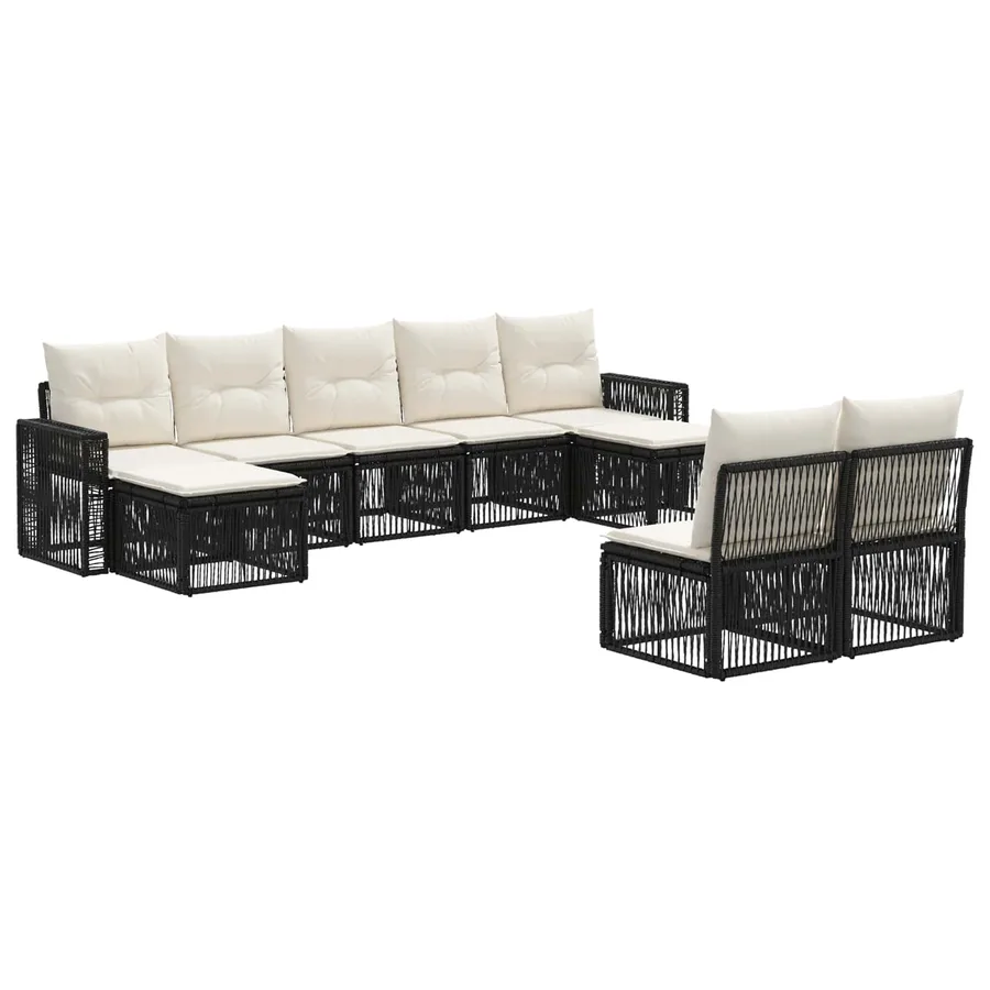 Ensemble de canapé de jardin 9 pcs Noir et blanc crème - 2