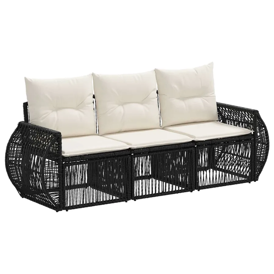 Ensemble de canapé de jardin 3 pcs Noir et blanc crème