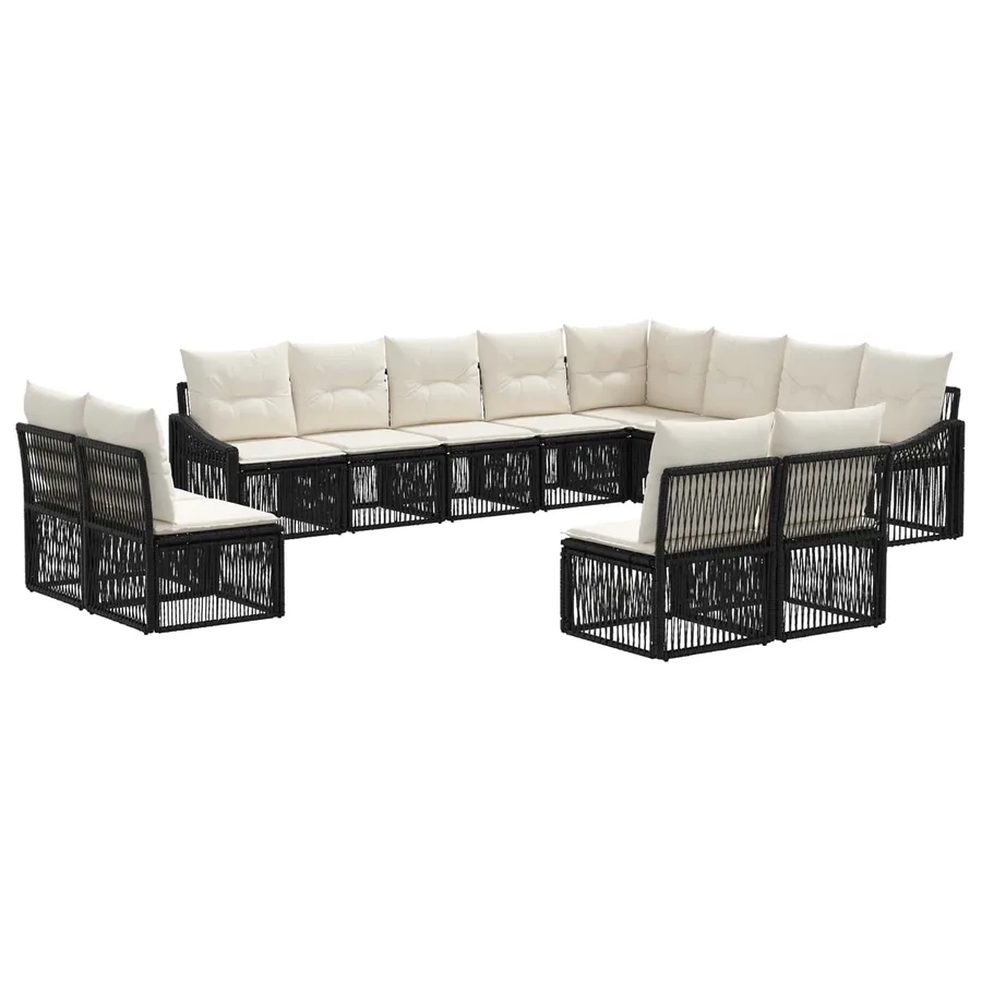 Ensemble de canapé de jardin 12 pcs Noir polyrotin - 2