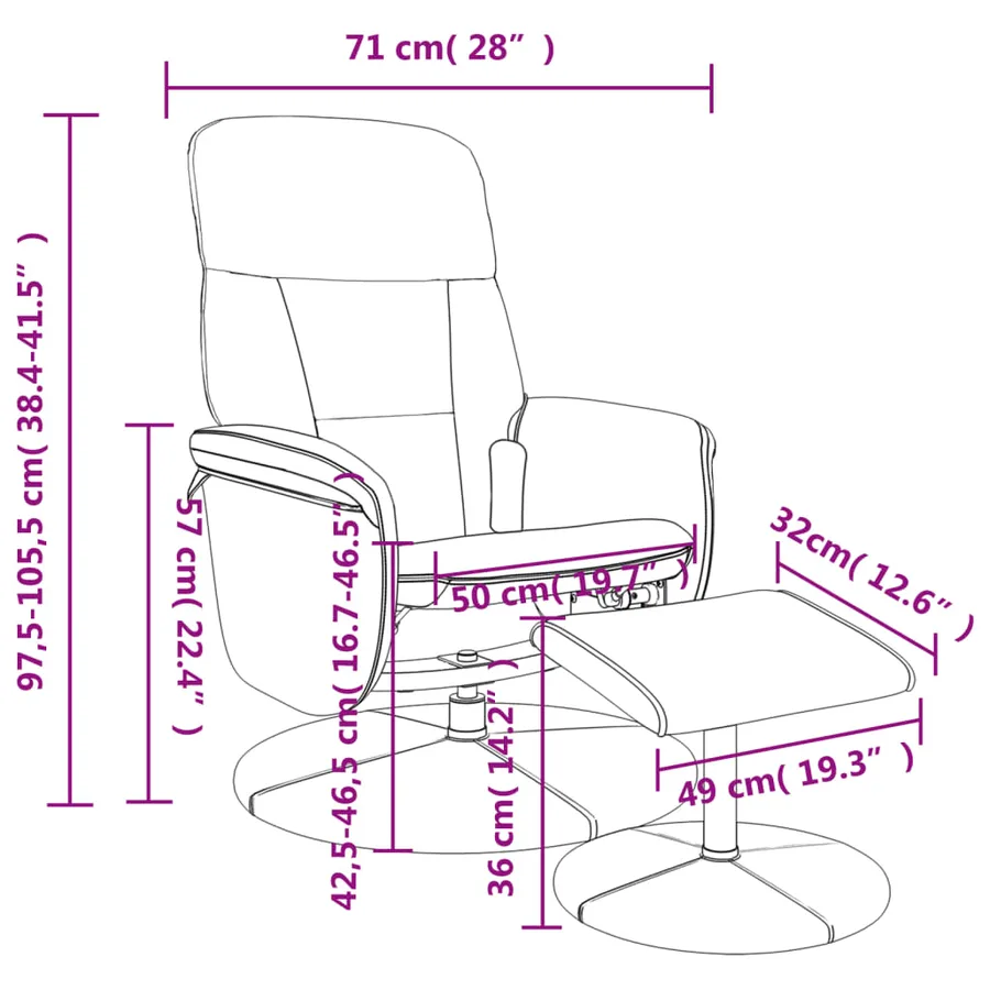 Fauteuil de massage inclinable avec repose-pied noir velours - 11