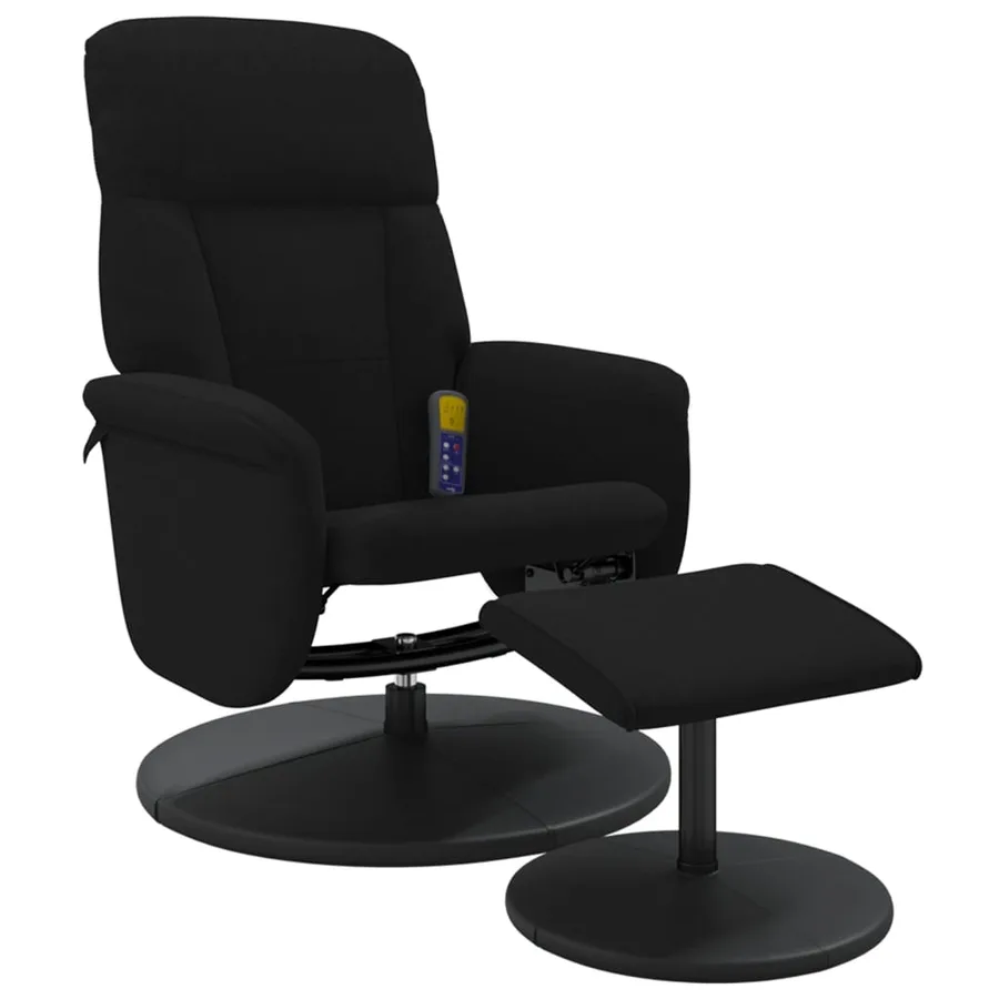 Fauteuil de massage inclinable avec repose-pied noir velours - 3