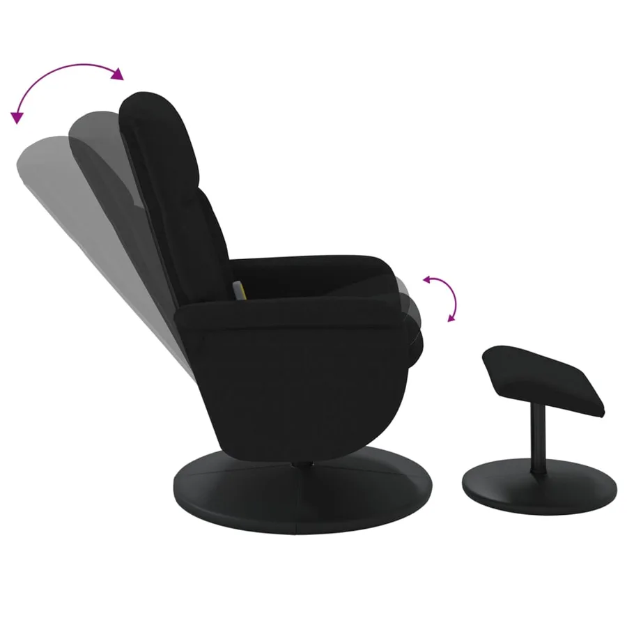 Fauteuil de massage inclinable avec repose-pied noir velours - 7