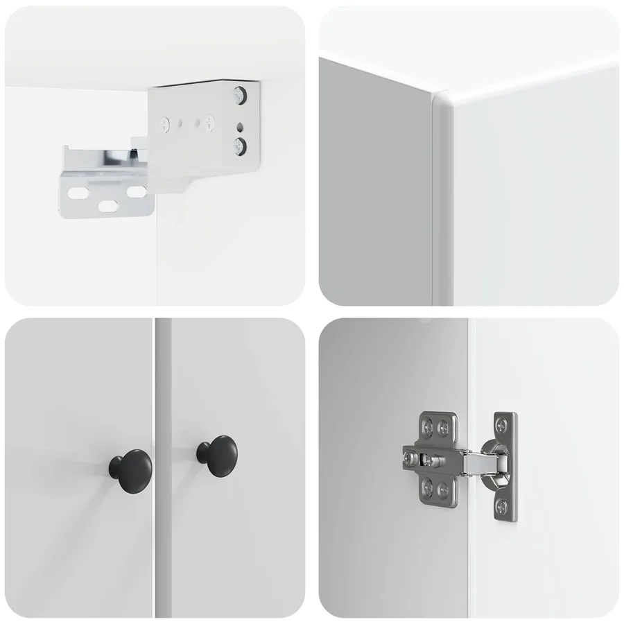 Armoire Murale Blanc brillant 66 x 34,5 x 90 cm - 7