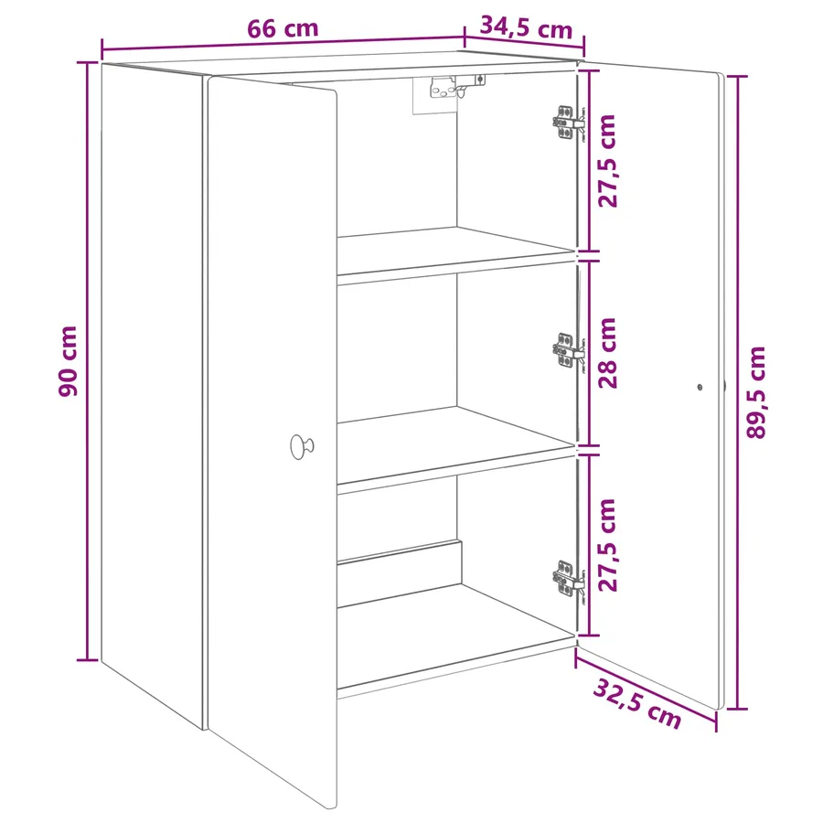 Armoire Murale Blanc brillant 66 x 34,5 x 90 cm - 9