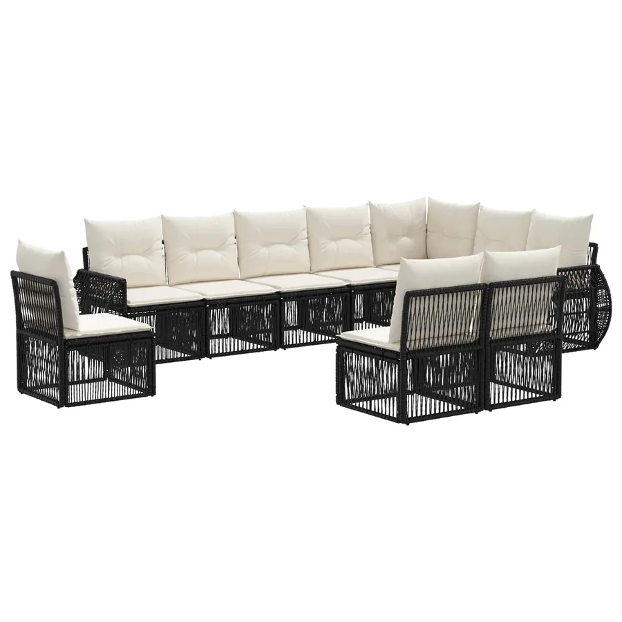 Ensemble de canapé de jardin 10 pcs Noir et blanc crème - 2