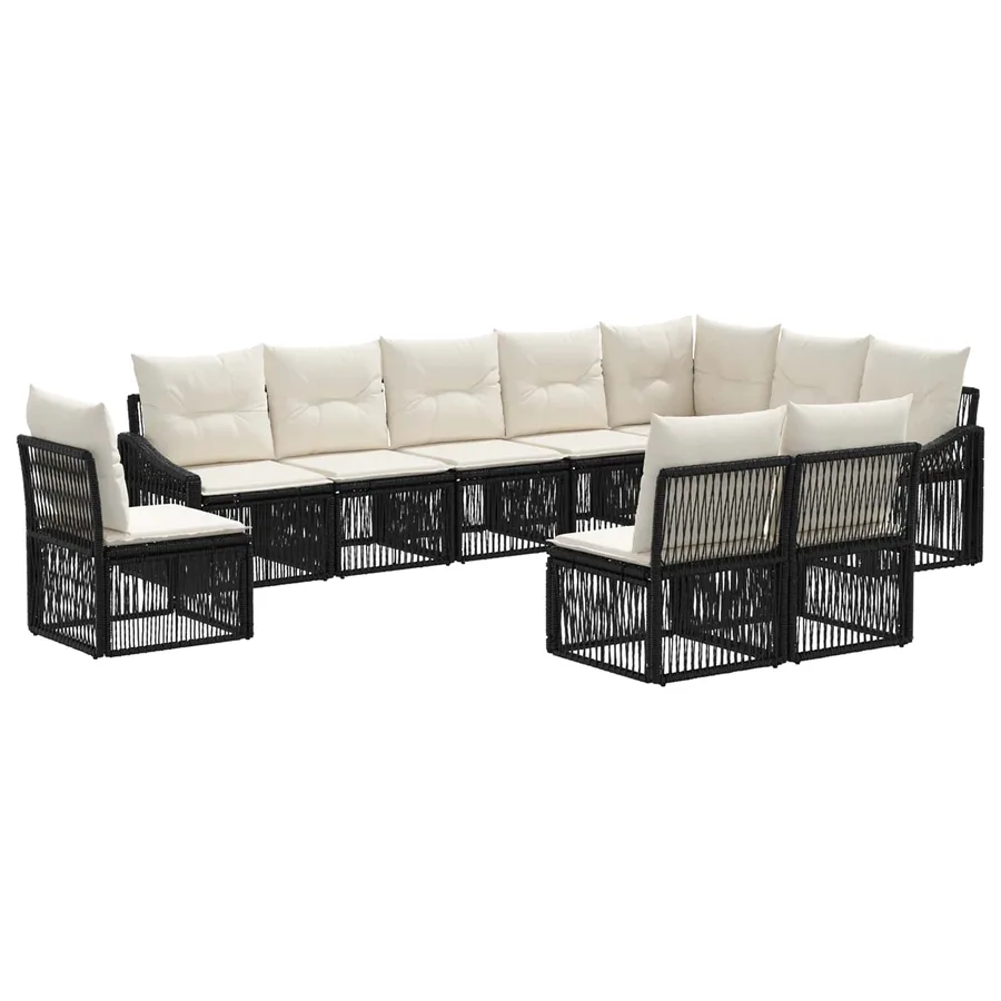Ensemble de canapé de jardin 10 pcs Noir polyrotin - 2