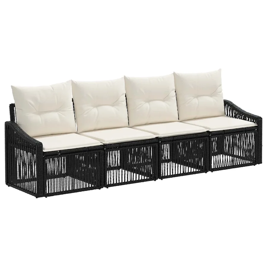 Ensemble de canapé de jardin 4 pcs Noir polyrotin - 2