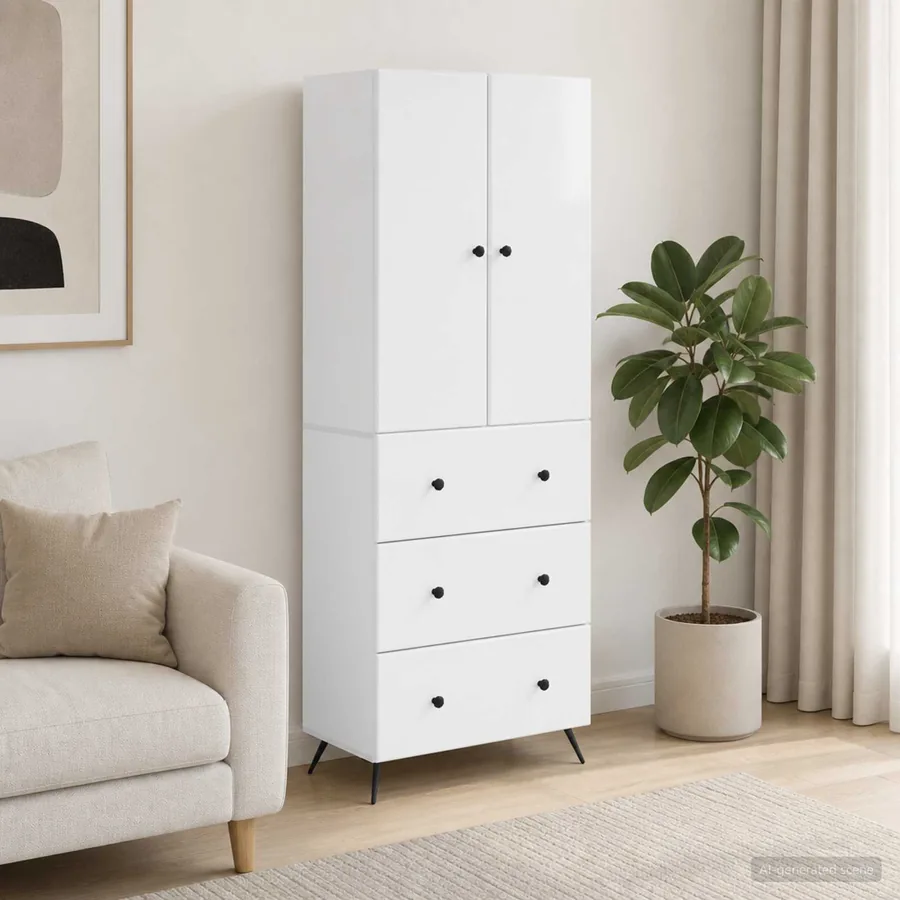Ensemble de Meubles 2 pcs Blanc brillant 66 x 34,5 x 90 cm