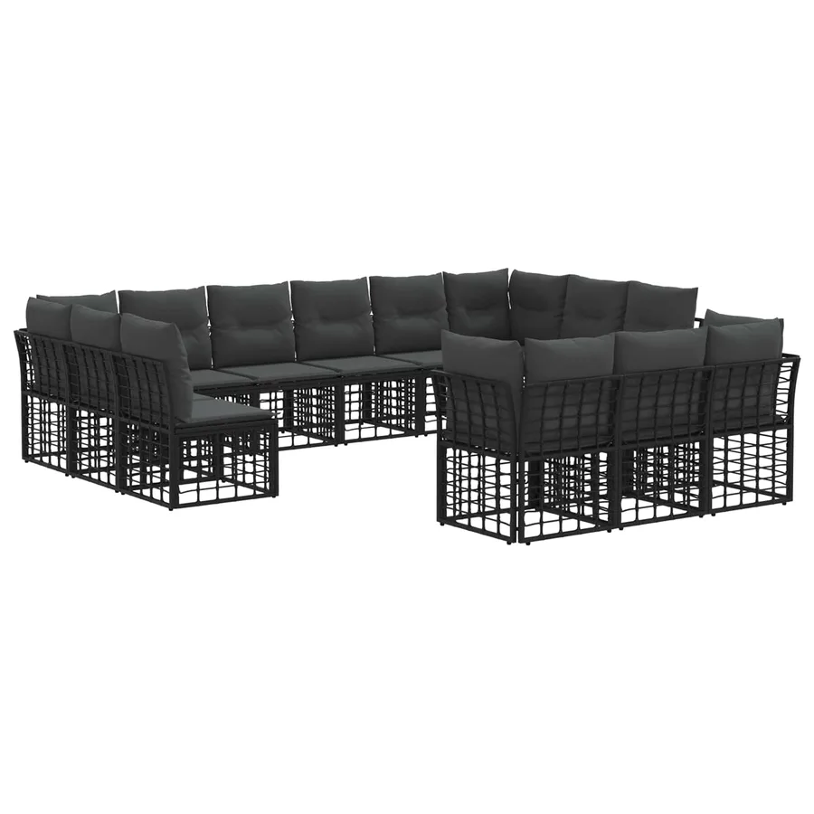 Ensemble de canapés d'extérieur Noir et Gris foncé Polyester - 2