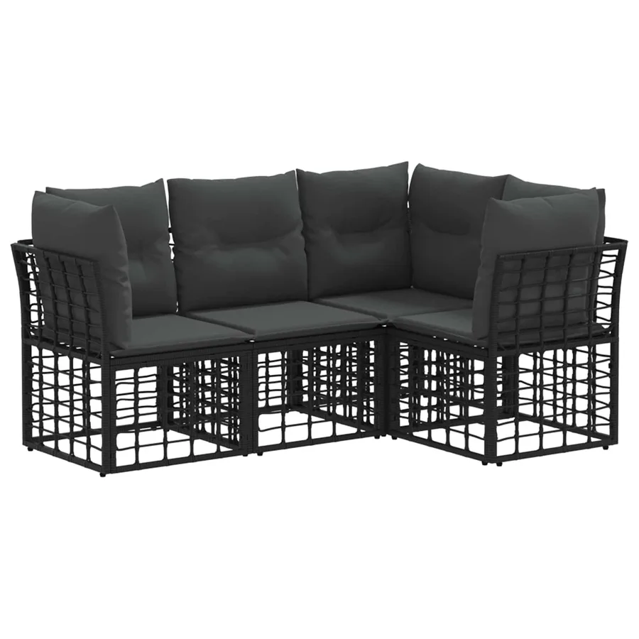 Ensemble de canapés d'extérieur Noir Polyester - 2