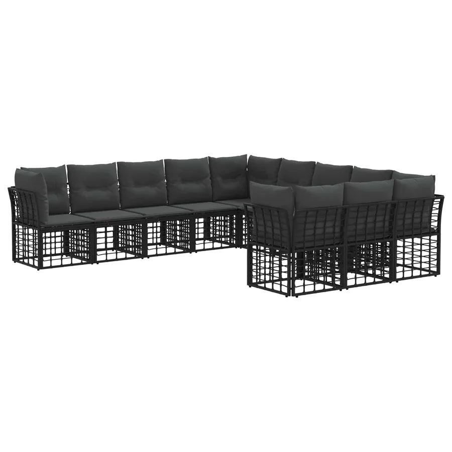 Ensemble de canapés d'extérieur Noir et Gris foncé Polyester - 2