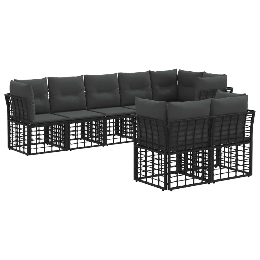 Ensemble de canapés d'extérieur Noir Polyester - 2