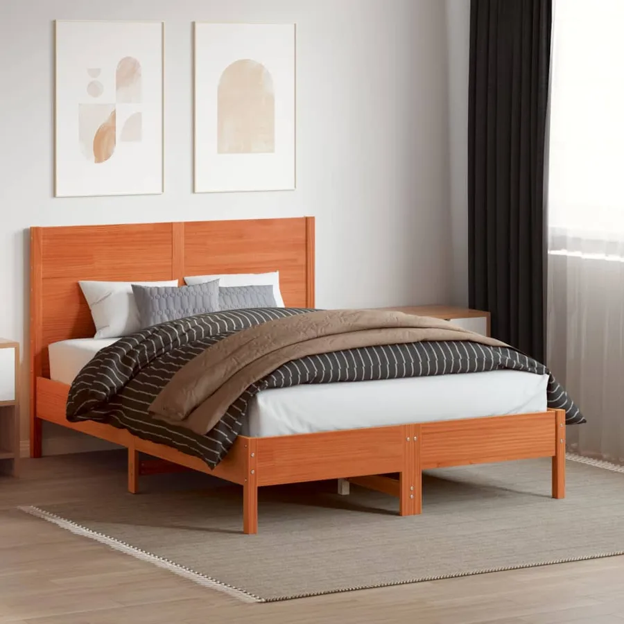 Tête de lit cire marron 135 cm bois massif de pin - 3