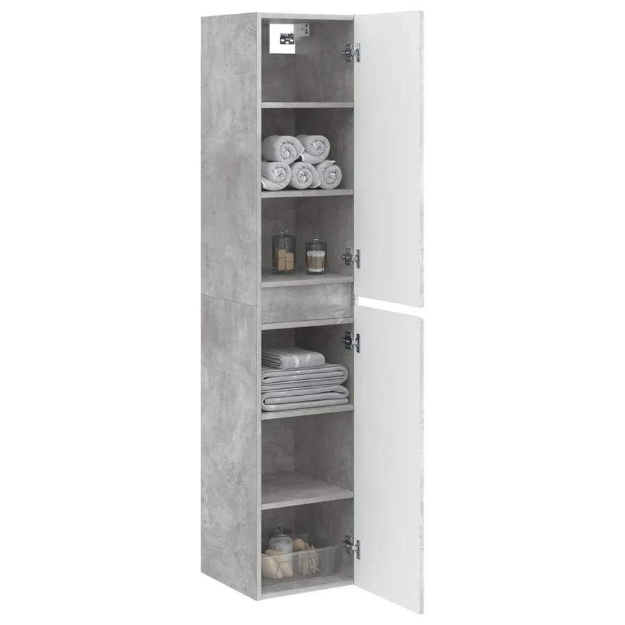 Cabinet de Salle de Bain Mural Gris béton 33 x 34,5 x 160 cm - 3