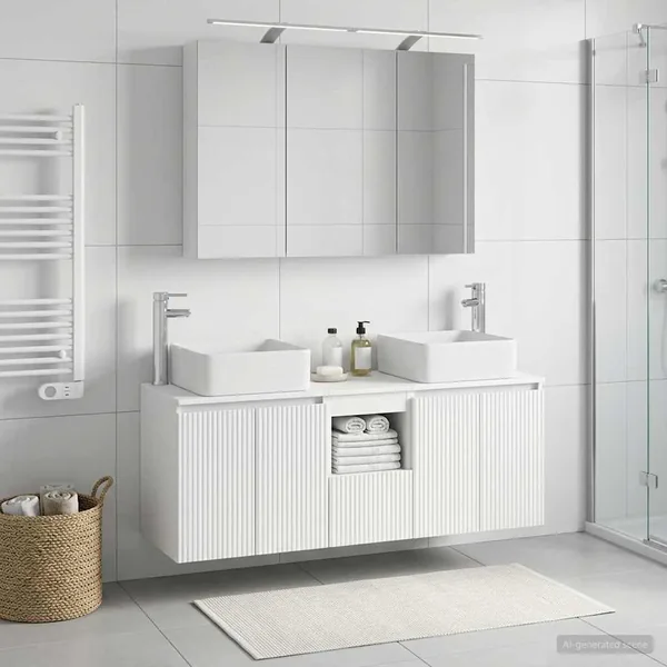 Ensemble d'armoire de salle de bain 4 pcs Blanc