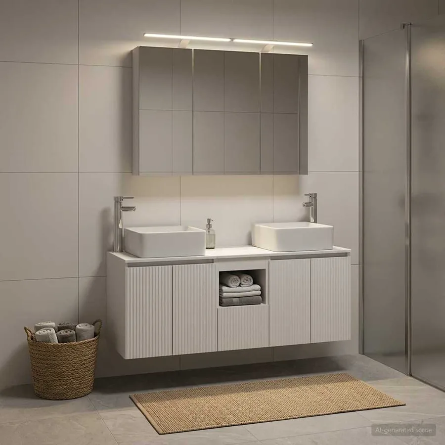 Ensemble d'armoire de salle de bain 4 pcs Blanc - 4