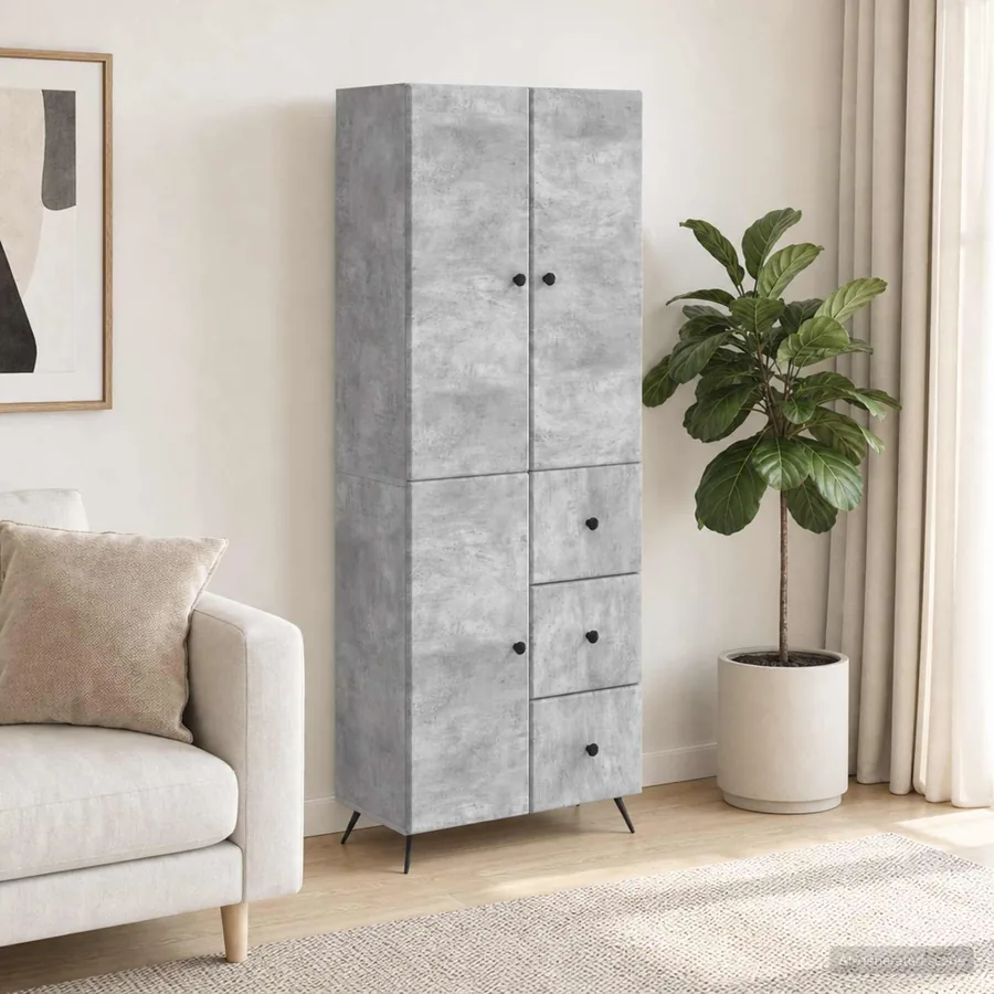 Ensemble de Meubles 2 pcs Gris béton Bois d'ingénierie