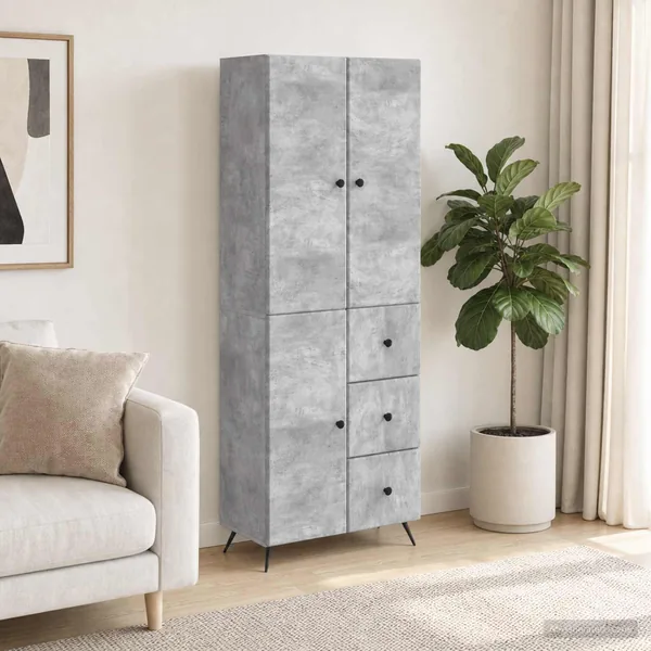 Ensemble de Meubles 2 pcs Gris béton Bois d'ingénierie