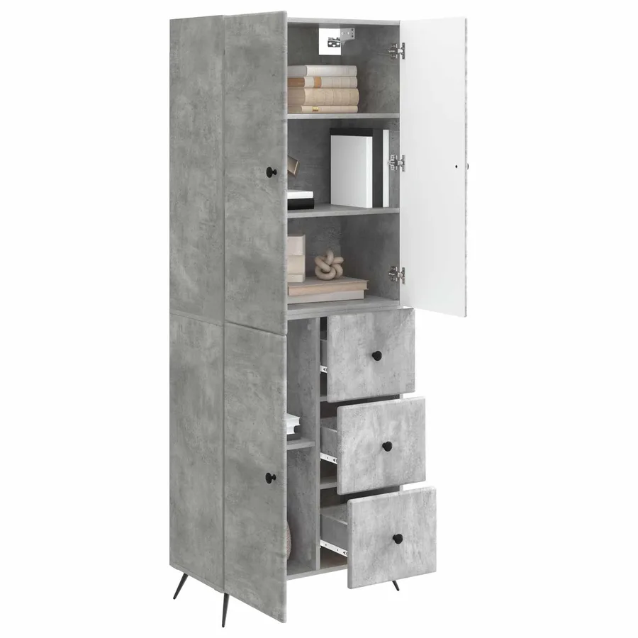 Ensemble de Meubles 2 pcs Gris béton Bois d'ingénierie - 3