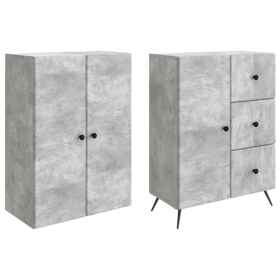 Ensemble de Meubles 2 pcs Gris béton Bois d'ingénierie - 4