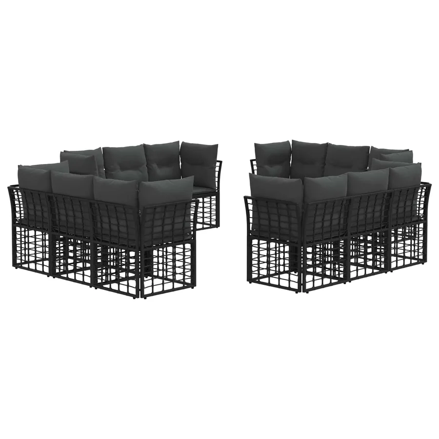Ensemble de canapés d'extérieur Noir Polyester - 2