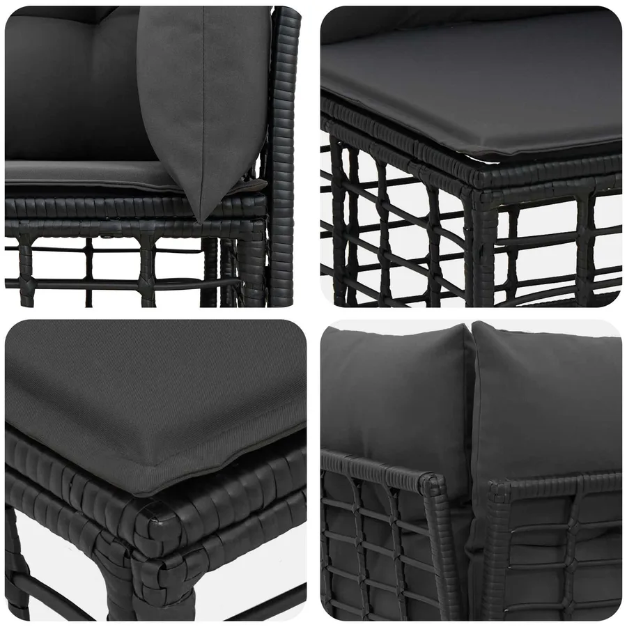 Ensemble de canapés d'extérieur Noir Polyester - 5