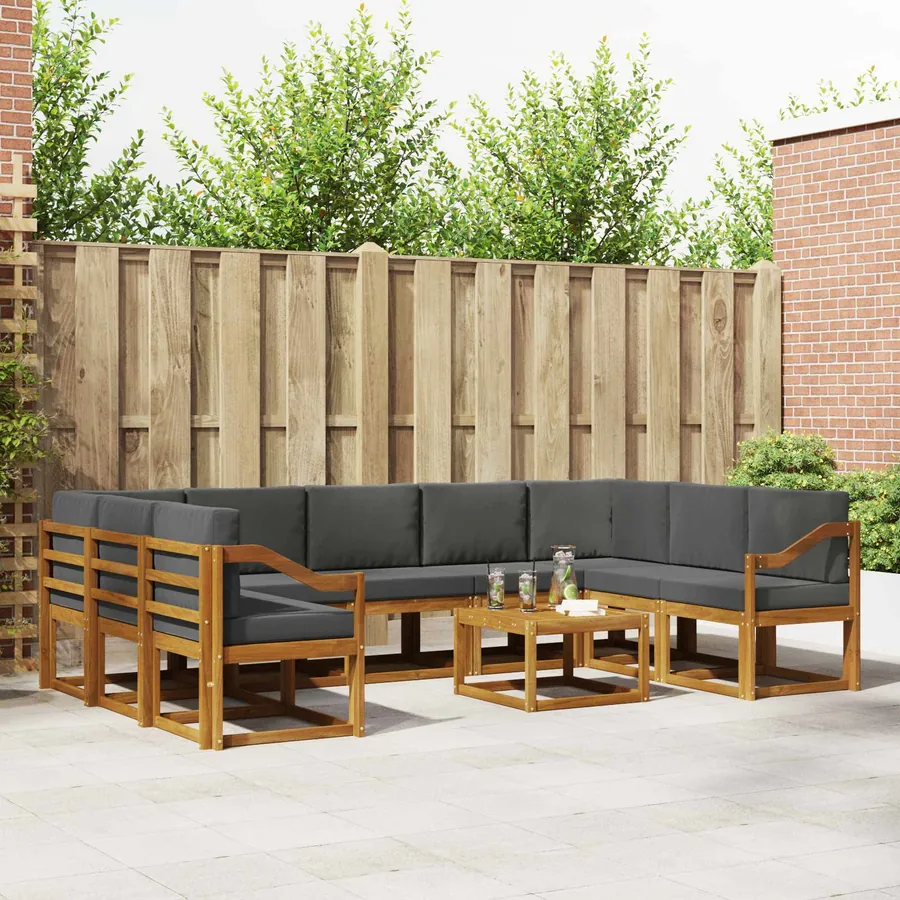 Ensemble de canapés d'extérieur 10 pcs Naturel et Anthracite