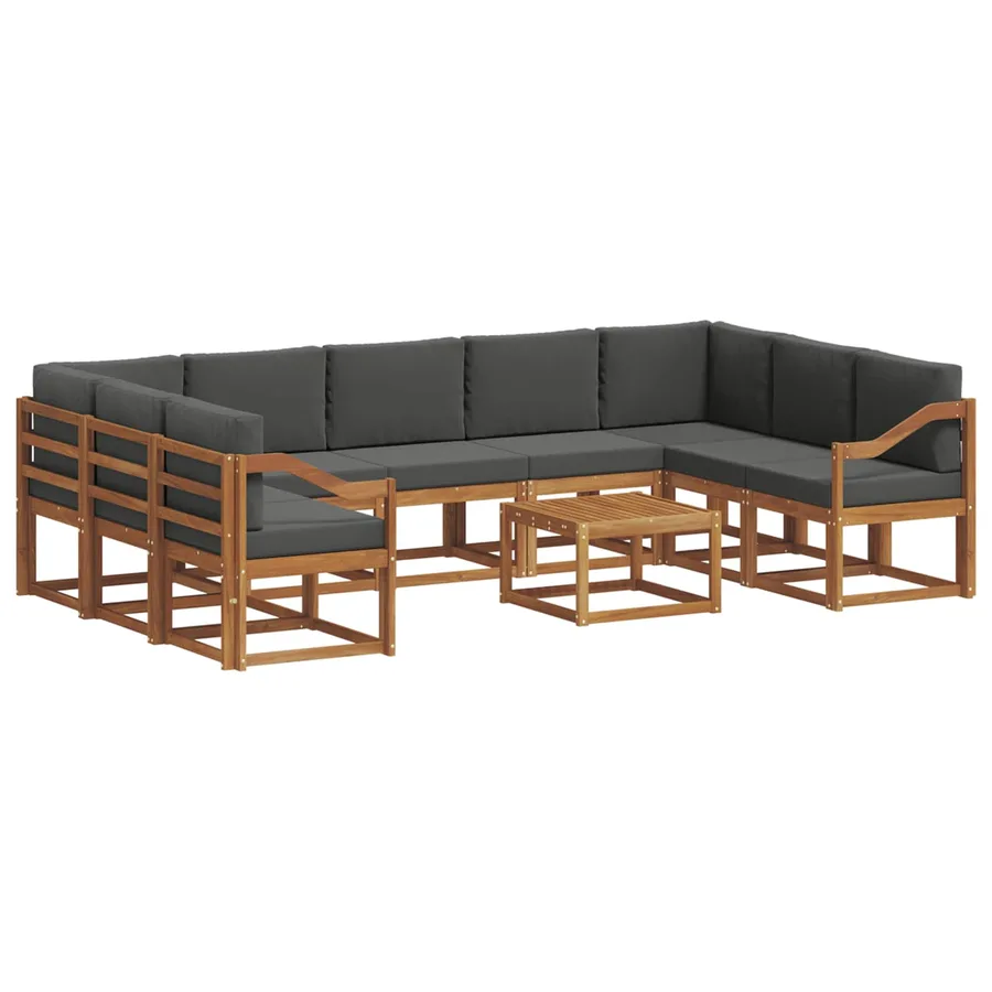 Ensemble de canapés d'extérieur 10 pcs Naturel et Anthracite - 2