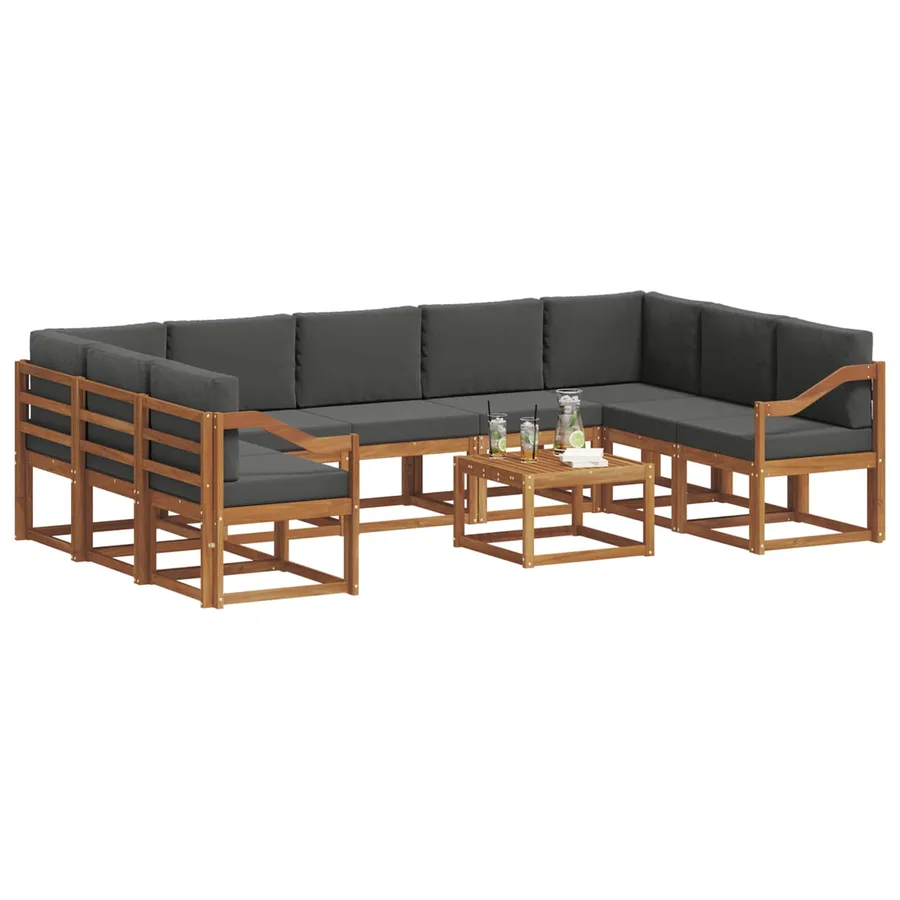 Ensemble de canapés d'extérieur 10 pcs Naturel et Anthracite - 3