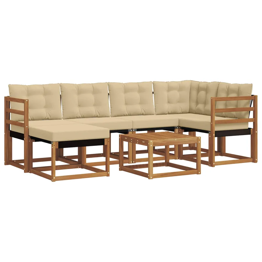Ensemble de canapés d'extérieur 7 pcs Naturel et Beige - 2