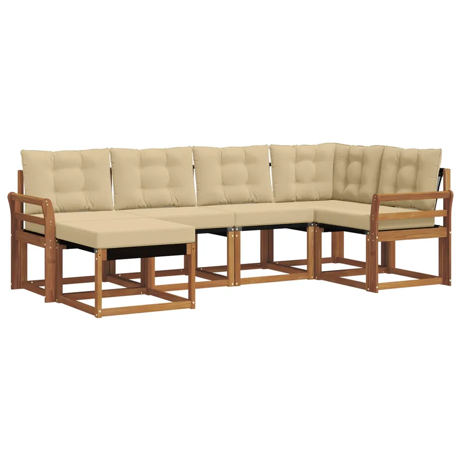Ensemble de canapés d'extérieur 6 pcs Naturel et Beige - 2