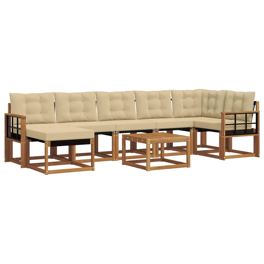 Ensemble de canapés d'extérieur 8 pcs Naturel et Beige - 2