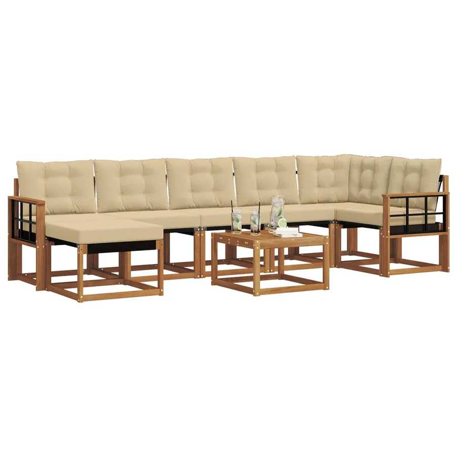 Ensemble de canapés d'extérieur 8 pcs Naturel et Beige - 3