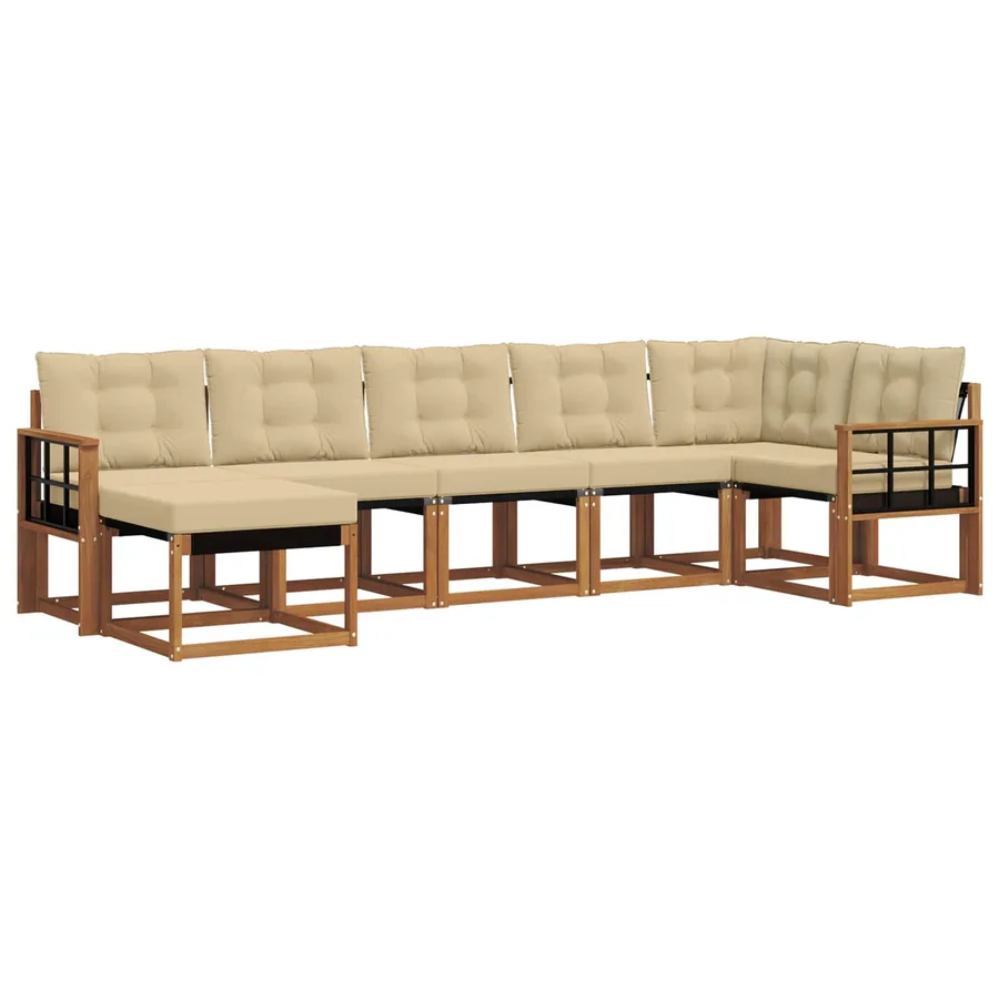 Ensemble de canapés d'extérieur 7 pcs Naturel et Beige - 2