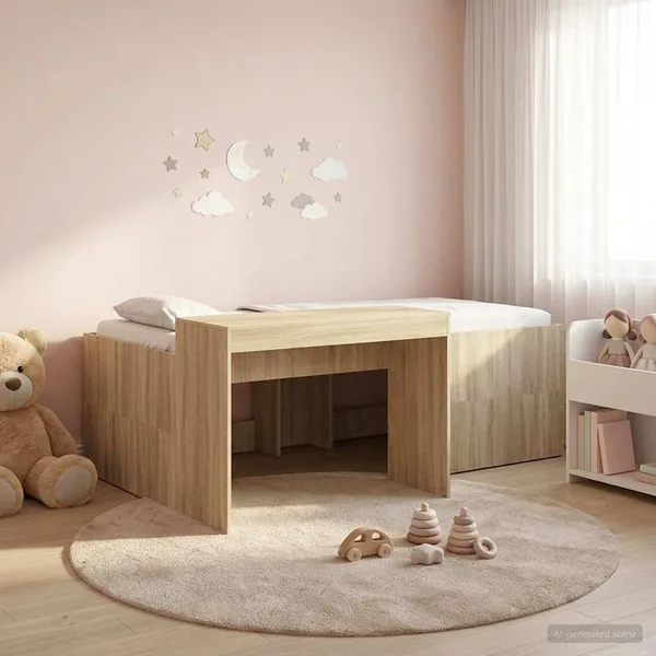 Lit haut pour enfants avec bureau Chêne Sonoma 98,5 x 200 cm