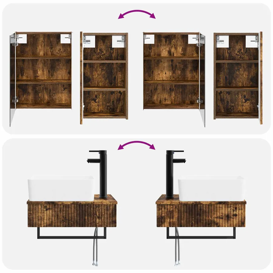 Ensemble de mobilier de salle de bain 5 pcs Chêne fumé - 14