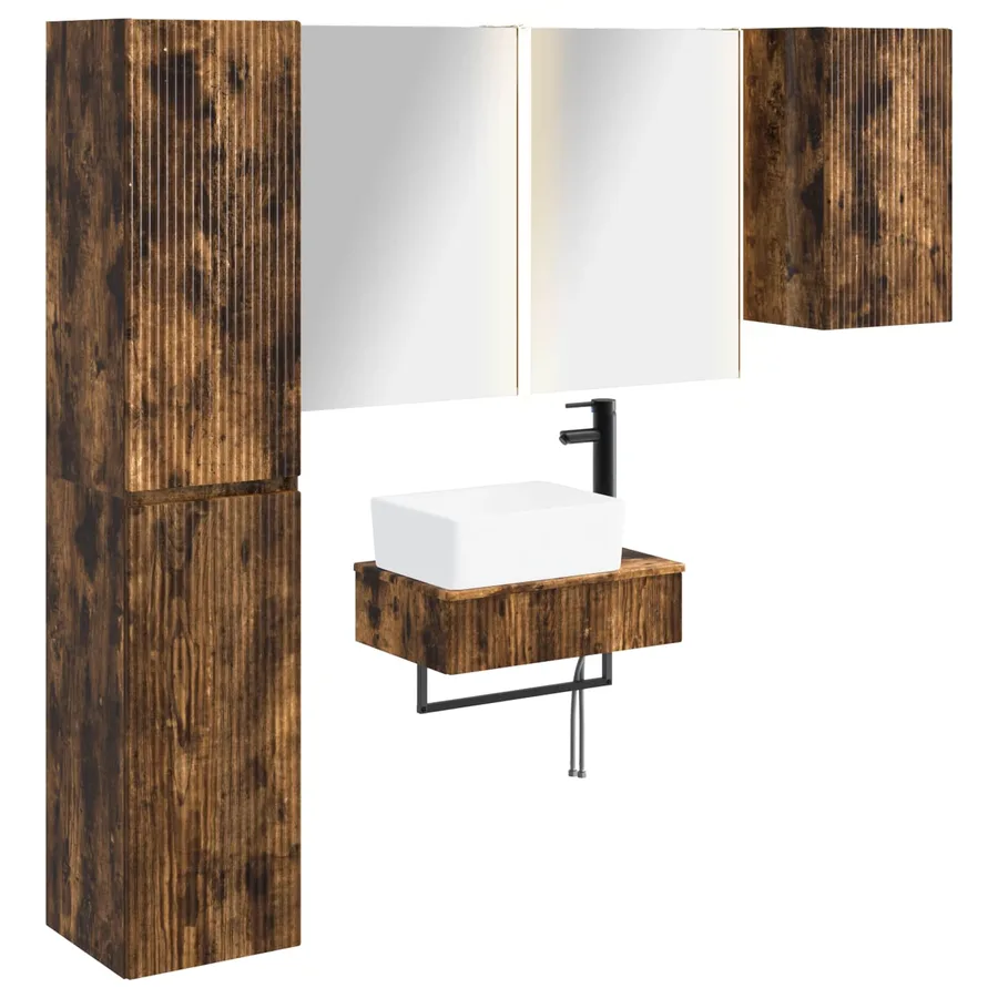 Ensemble de mobilier de salle de bain 5 pcs Chêne fumé - 2