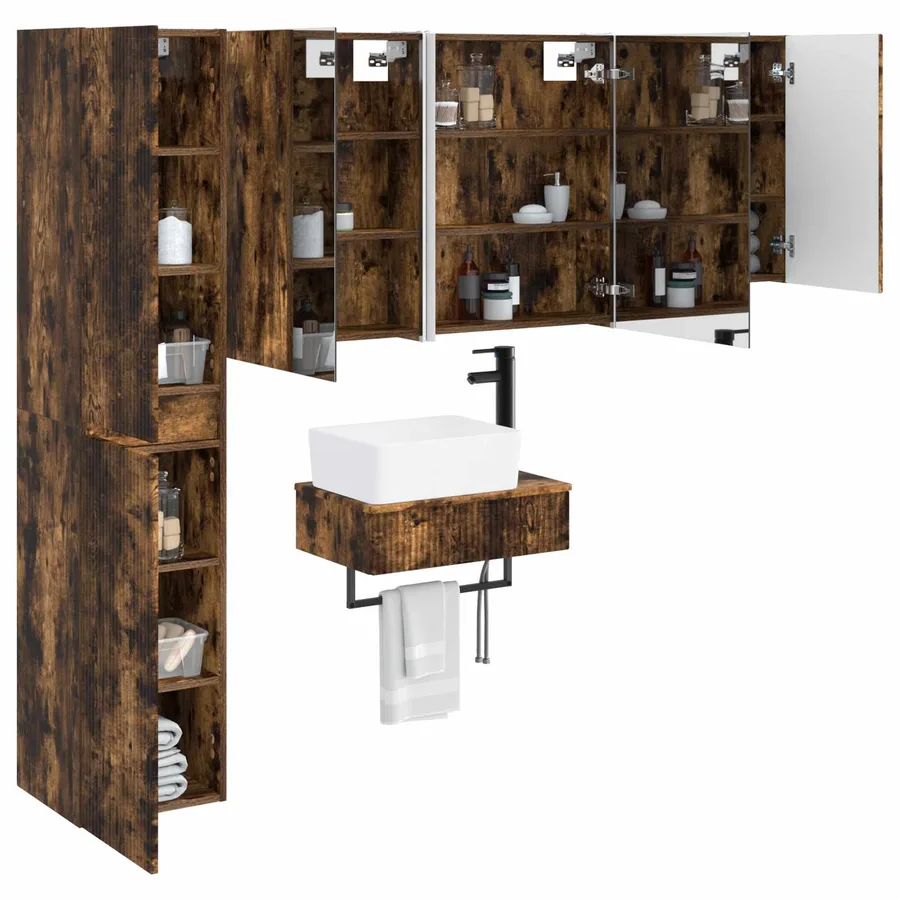 Ensemble de mobilier de salle de bain 5 pcs Chêne fumé - 3