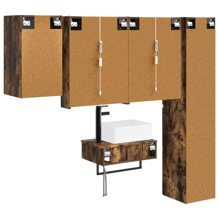 Ensemble de mobilier de salle de bain 5 pcs Chêne fumé - 9