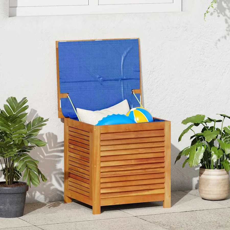 Boîte de rangement de jardin persiennes 60x50x56cm bois acacia