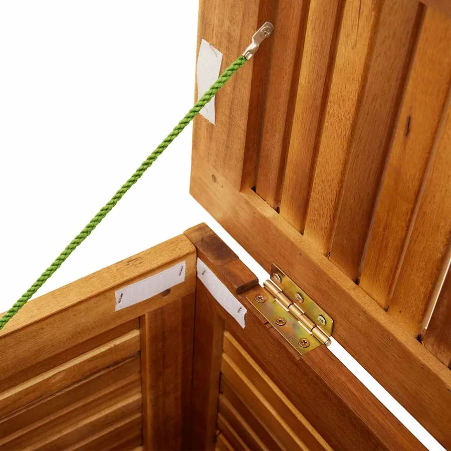 Boîte de rangement de jardin persiennes 60x50x56cm bois acacia - 11