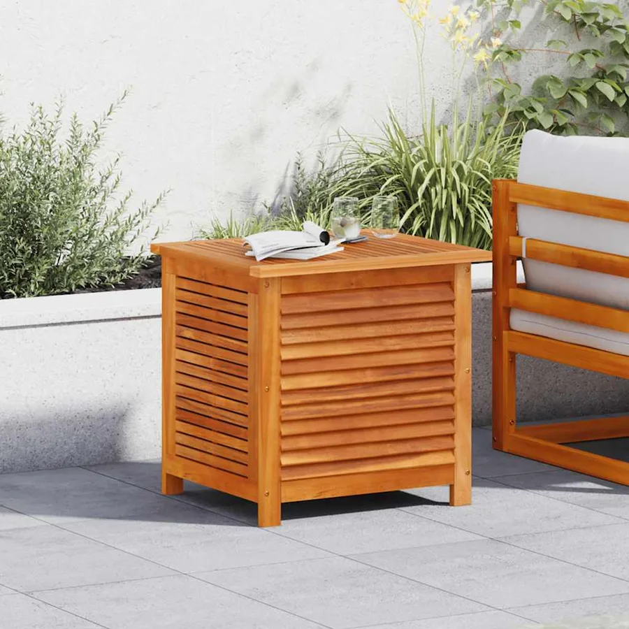 Boîte de rangement de jardin persiennes 60x50x56cm bois acacia - 3