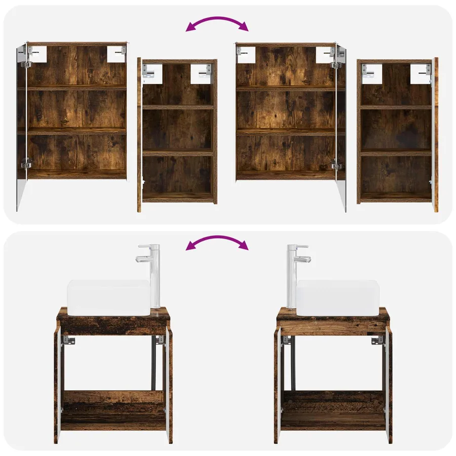 Ensemble d'armoire de salle de bain 5 pcs Chêne fumé - 14