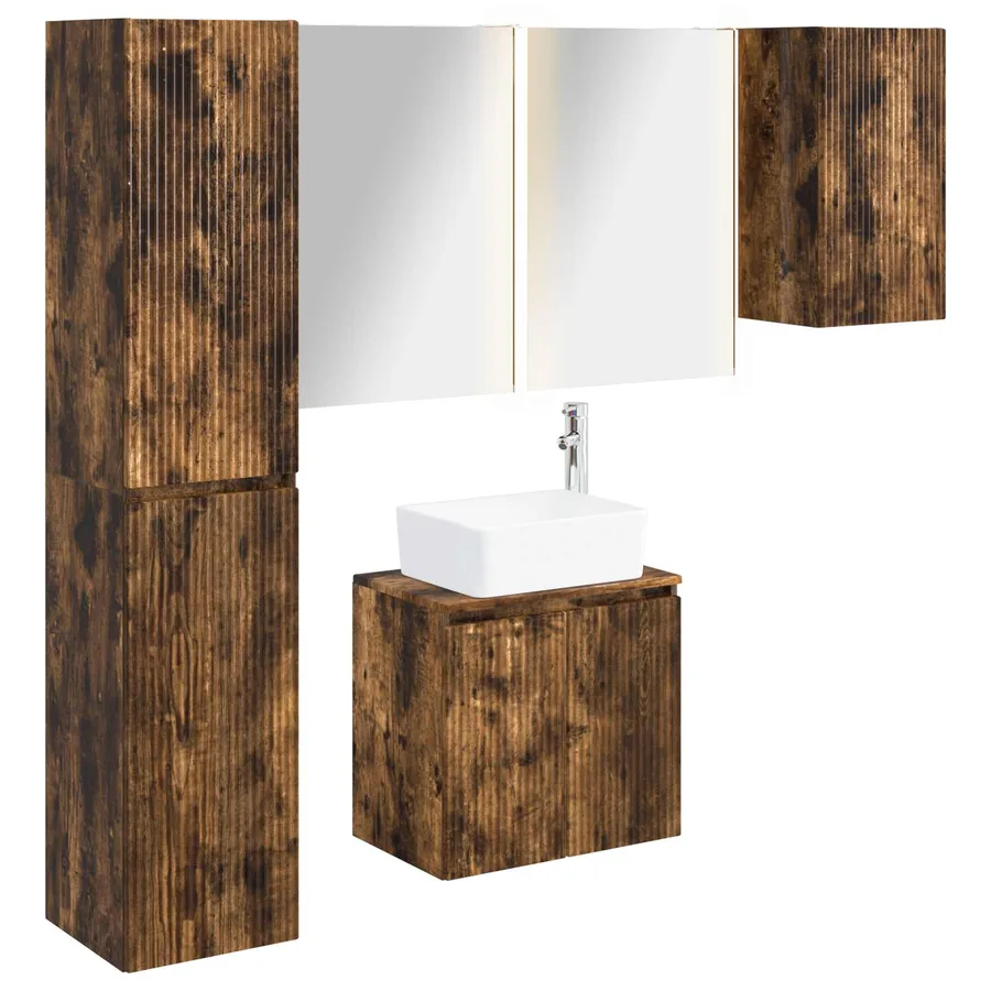 Ensemble d'armoire de salle de bain 5 pcs Chêne fumé - 2