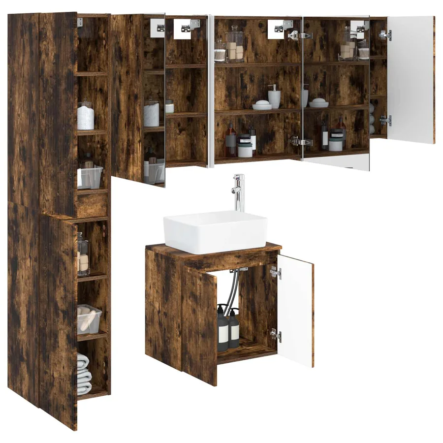 Ensemble d'armoire de salle de bain 5 pcs Chêne fumé - 3