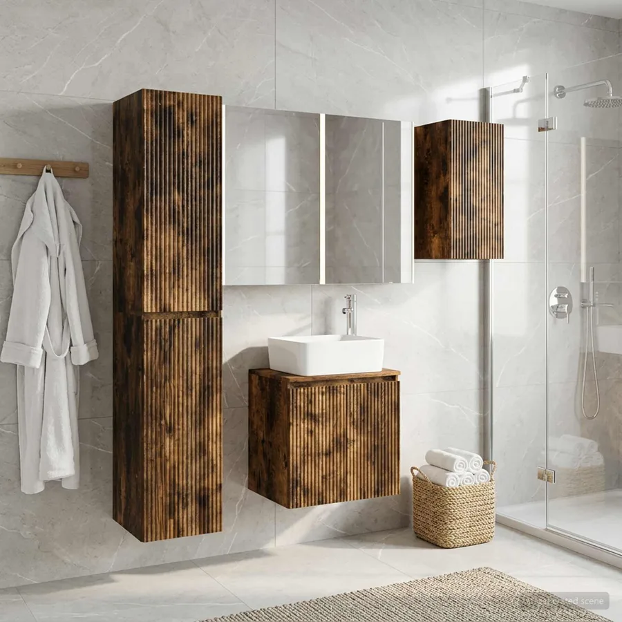 Ensemble d'armoire de salle de bain 5 pcs Chêne fumé - 4
